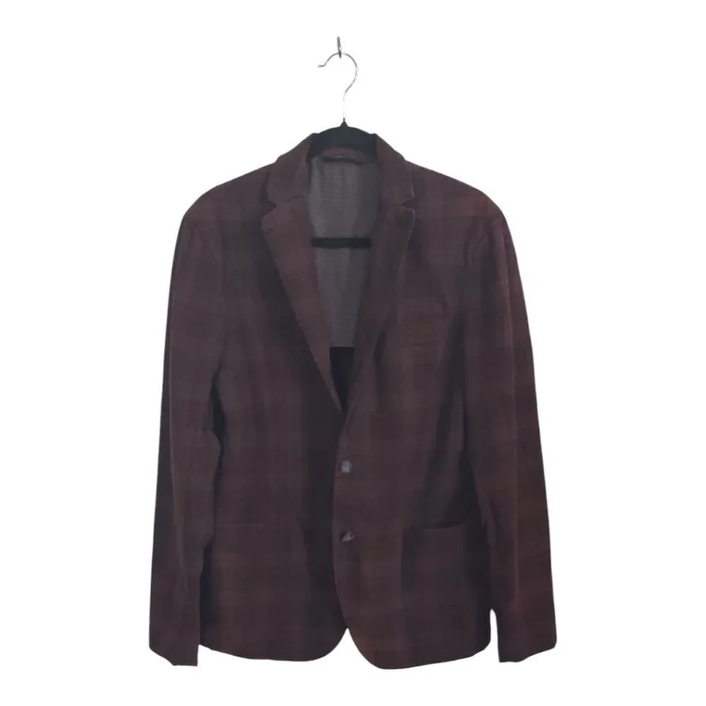 Classic Brown Checkered Men's Blazer Italy IT52 US 42R